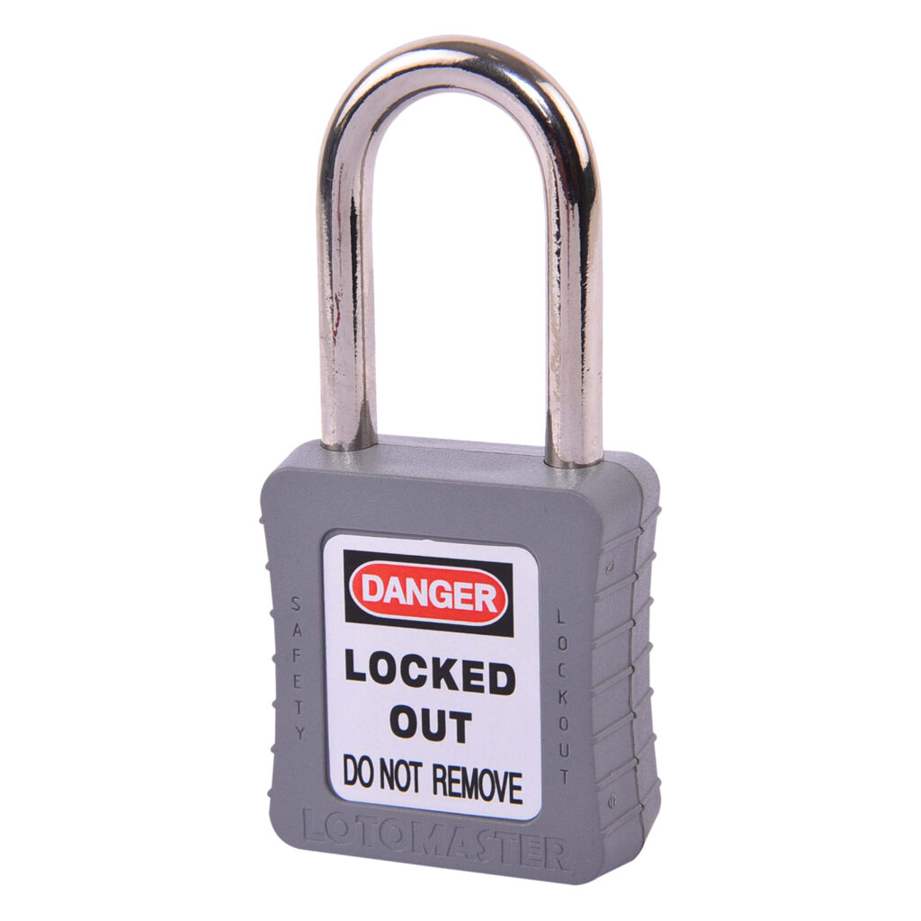 Safety Lockout Padlock 38mm Keyed Different Grey LOTOMASTER