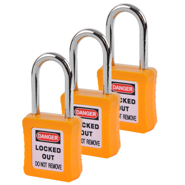 Safety Lockout Padlocks 3 Master Keyed 38mm Yellow