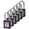 Safety Lockout Padlocks 6 Master Keyed 38mm Black