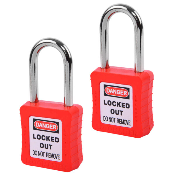 Safety Lockout Padlocks 2 Keyed Alike 38mm Red