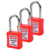 Safety Lockout Padlocks 3 key alike 38mm Red