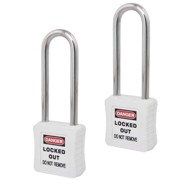 Safety Lockout Padlocks 2 Keyed Alike 75mm White