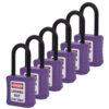De-Electric Lockout Padlocks 6 Master Keyed 38mm Violet